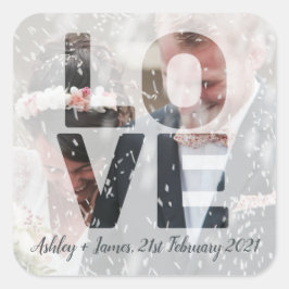 LIEBE Wedding Theme Sheer Overlay Foto Quadratischer Aufkleber
