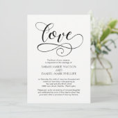 Liebe Wedding Typografie Elegante Script-Einladung Einladung (Stehend Vorderseite)