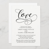 Liebe Wedding Typografie Elegante Script-Einladung Einladung (Vorne/Hinten)