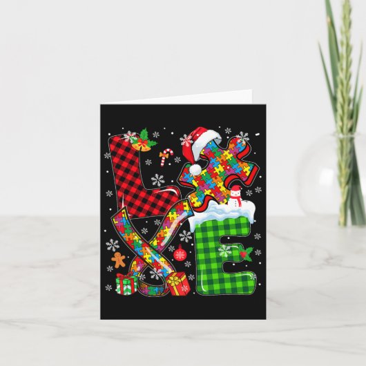 Liebe Weihnachten Autismus Bewusstsein Santa Puzzl Karte (Vorderseite)