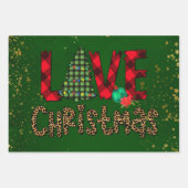 Liebe Weihnachten in Mustern und Leopard Print Geschenkpapier Set (Vorderseite)