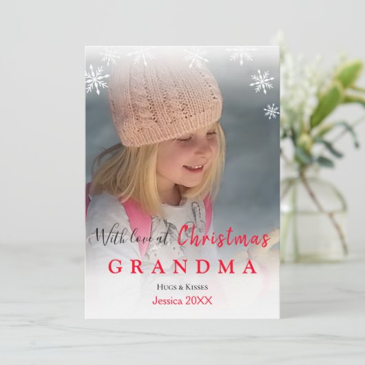 Liebe Weihnachten Oma Foto Schneeflocken Urlaub (Stehend Vorderseite)