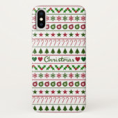 Liebe-Weihnachtsmotiv-Muster-Grün-weißes Rot Case-Mate iPhone Hülle (Rückseite)
