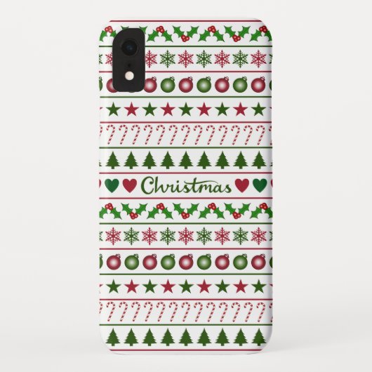 Liebe-Weihnachtsmotiv-Muster-Grün-weißes Rot Case-Mate iPhone Hülle (Rückseite)