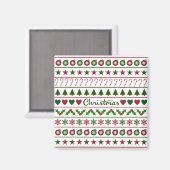 Liebe-Weihnachtsmotiv-Muster-Grün-weißes Rot Magnet (Vorderseite/Rückseite)