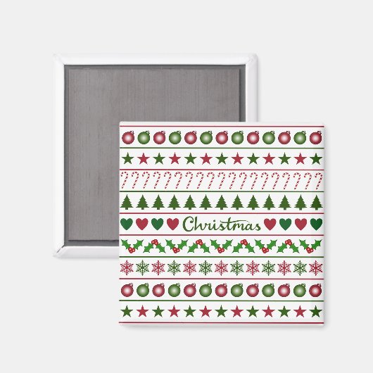 Liebe-Weihnachtsmotiv-Muster-Grün-weißes Rot Magnet (Vorderseite/Rückseite)