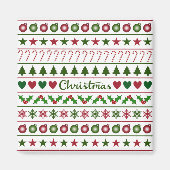 Liebe-Weihnachtsmotiv-Muster-Grün-weißes Rot Magnet (Vorne)