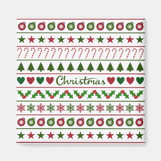 Liebe-Weihnachtsmotiv-Muster-Grün-weißes Rot Magnet (Vorne)