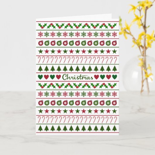 Liebe Weihnachtsmotive Muster Grün Weiß Rot Karte (Gelbe Blume)