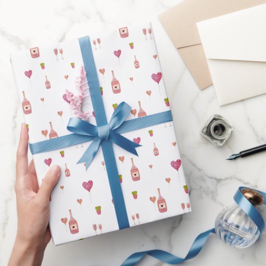 Liebe Weinflasche Glasballons Kaktus Valentinin Geschenkpapier (Schenken)