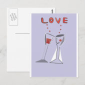 Liebe Weinglas Postkarte (Vorne/Hinten)