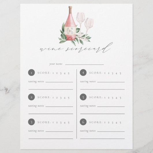 Liebe Weinprobe Scorecard (Vorderseite)