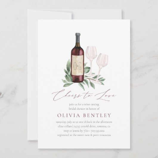 Liebe Weinverkostung Brautparty Einladung (Vorderseite)