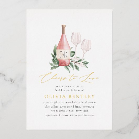 Liebe Weinverkostung Brautparty Folieneinladung (Vorderseite)