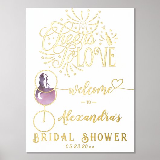 Liebe Weinverkostung Elegantes Brautparty Foliendrucke (Vorderseite)