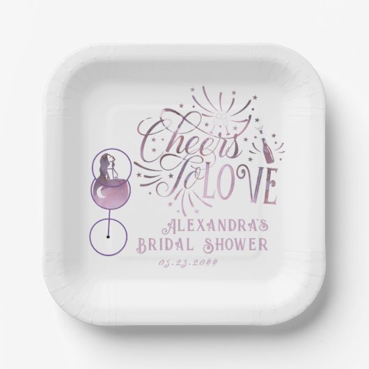 Liebe Weinverkostung Elegantes Brautparty Pappteller (Vorderseite)