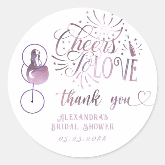 Liebe Weinverkostung Elegantes Brautparty Runder Aufkleber (Vorderseite)