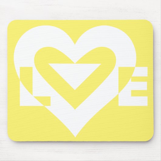 Liebe Weiß auf Gelb Mousepad (Vorne)