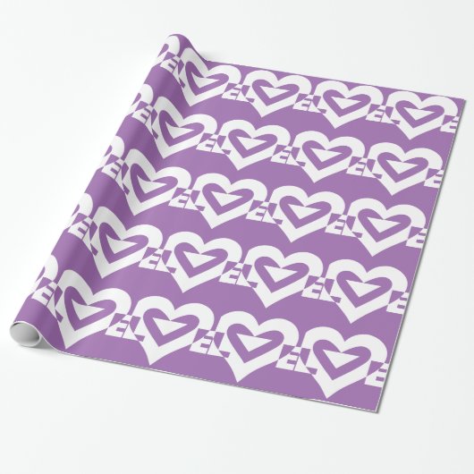 Liebe Weiß auf Lila Geschenkpapier (Ungerollt)