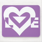 Liebe Weiß auf Lila Mousepad (Vorne)