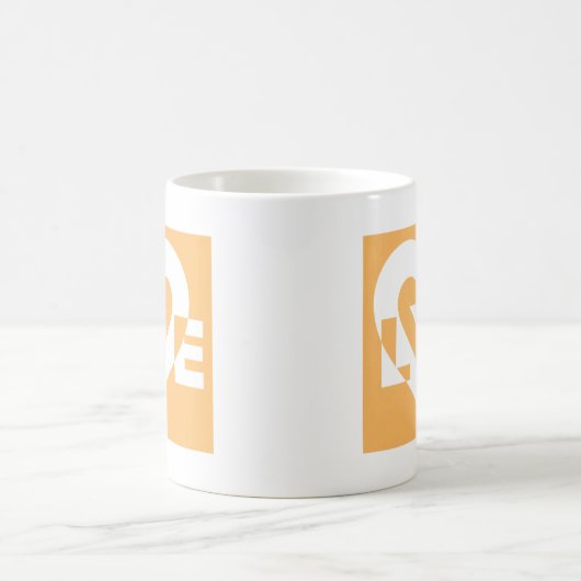 Liebe Weiß auf Orange Kaffeetasse (Mittel)