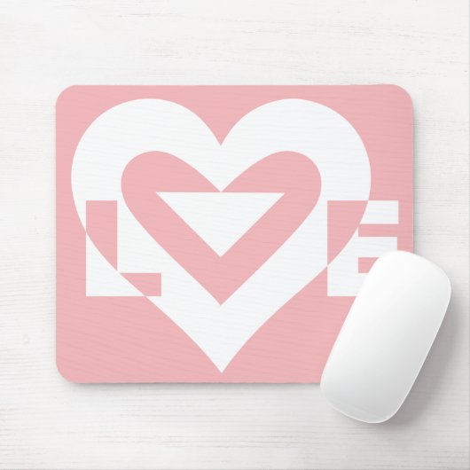 Liebe Weiß auf Rosa Mousepad (Mit Mouse)