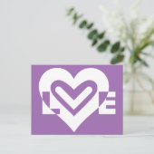 Liebe weiß und Lila Postkarte (Stehend Vorderseite)
