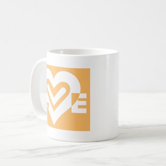 Liebe Weiß und Orange Kaffeetasse (Vorderseite Links)