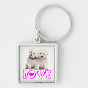 Liebe Weiße Bichon Frise Welpen Hund Schlüsselanhä Schlüsselanhänger