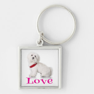 Liebe Weiße Bichon Frise Welpen Hund Schlüsselanhä Schlüsselanhänger