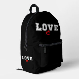 Liebe Weiße Typografie Und Einfaches Rotes Herz Bedruckter Rucksack