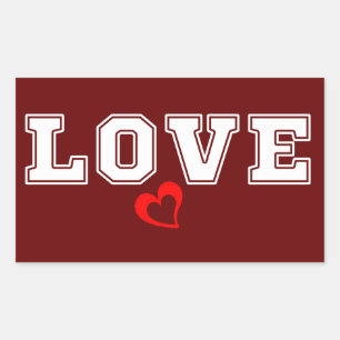 Liebe Weiße Typografie und einfaches Rotes Herz Rechteckiger Aufkleber