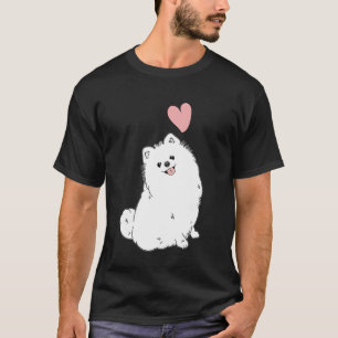Liebe Weißer Pomeranian Rosa Herz T-Shirt