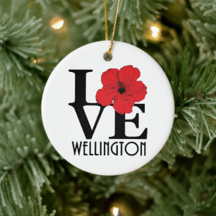 LIEBE Wellington Florida Roter Hibiskus Keramik Ornament