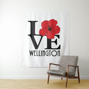 LIEBE Wellington Red Hibiskus Wandteppich