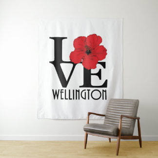 LIEBE Wellington Red Hibiskus Wandteppich
