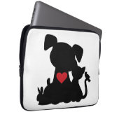 Liebe Welpe und Kitten Silhouette Laptopschutzhülle (Vorne Rechts)