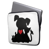 Liebe Welpe und Kitten Silhouette Laptopschutzhülle (Vorderseite Links)
