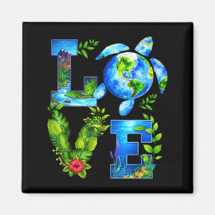 Liebe Welt Erde Tag Planet Jubiläum Erde Schildkrö Magnet