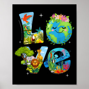 Liebe Welt Erdtag 2026 Umwelt Tier Baum Poster