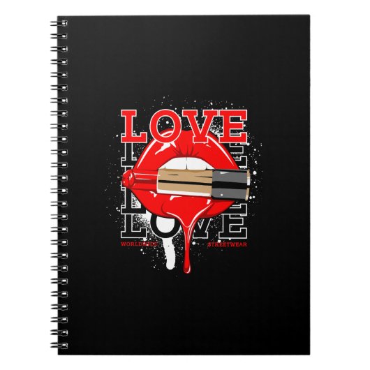 Liebe weltweit Streetwear Lips Vintage Mode Notizblock (Vorderseite)