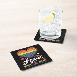Liebe wen du willst Gay Pride LGBT Rechteckiger Pappuntersetzer