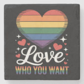 Liebe wen du willst Gay Pride LGBT Steinuntersetzer (Vorderseite)