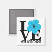 LIEBE West Melbourne (blauer Hibiskus) Magnet (Vorderseite/Rückseite)