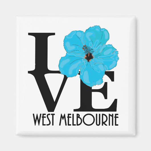 LIEBE West Melbourne (blauer Hibiskus) Magnet (Vorne)