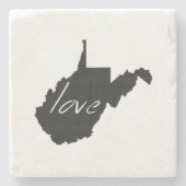 Liebe West Virginia Shaped Chalkboard Virginia Steinuntersetzer (Vorderseite)