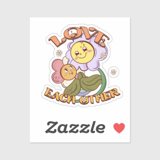 Liebe | Whimsisches Blumendesign Aufkleber (Blatt)