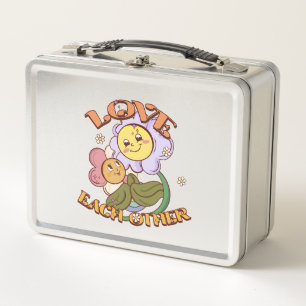 Liebe   Whimsisches Blumendesign Metall Brotdose
