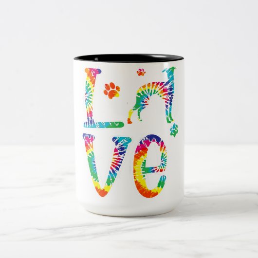 Liebe Whippet Gefärbte Krawatte Regenbogen | Hund  Zweifarbige Tasse (Mittel)