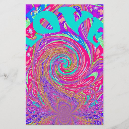 Liebe Whirlpool faszinierend Cyan Text Art Graphic Briefpapier (Vorderseite)